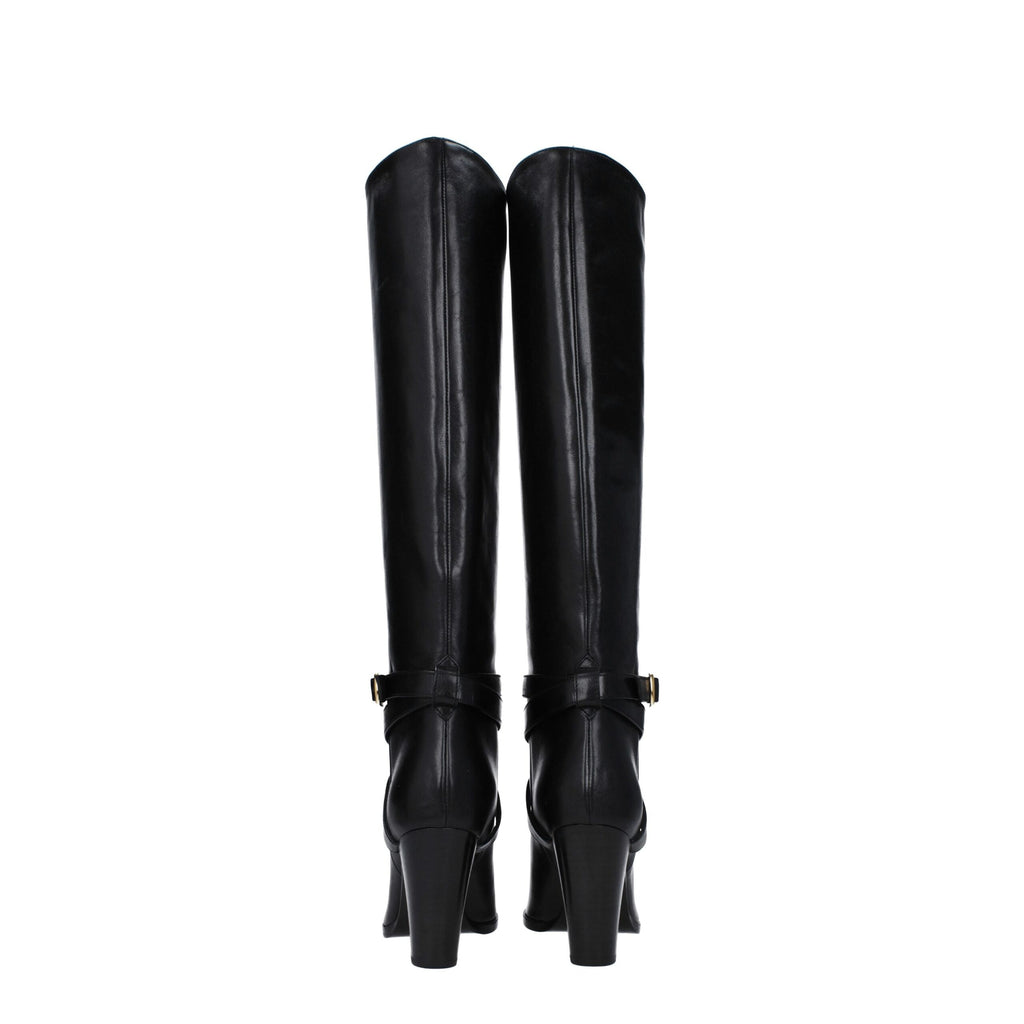 Celine Black Leather High Heel Boots