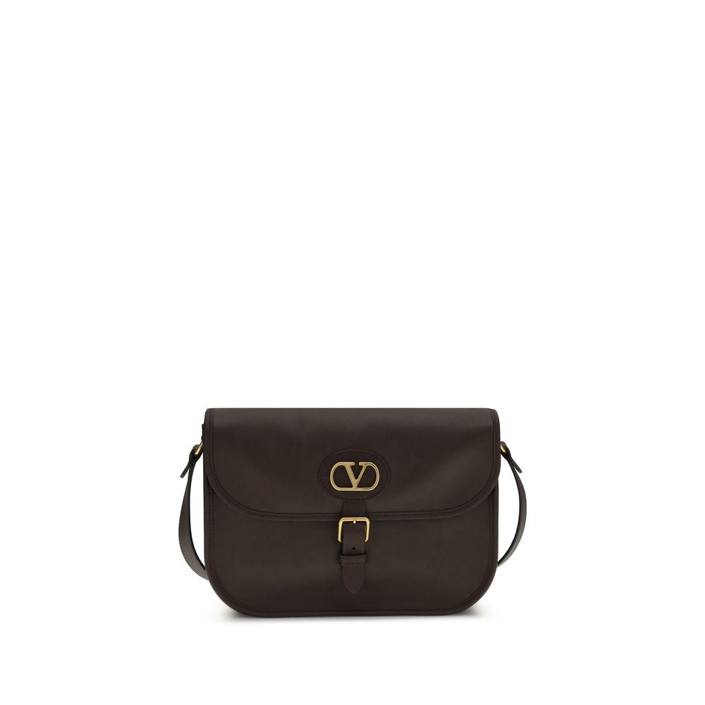 Valentino Garavani Brown Calf Leather Bos Taurus Shoulder Bag
