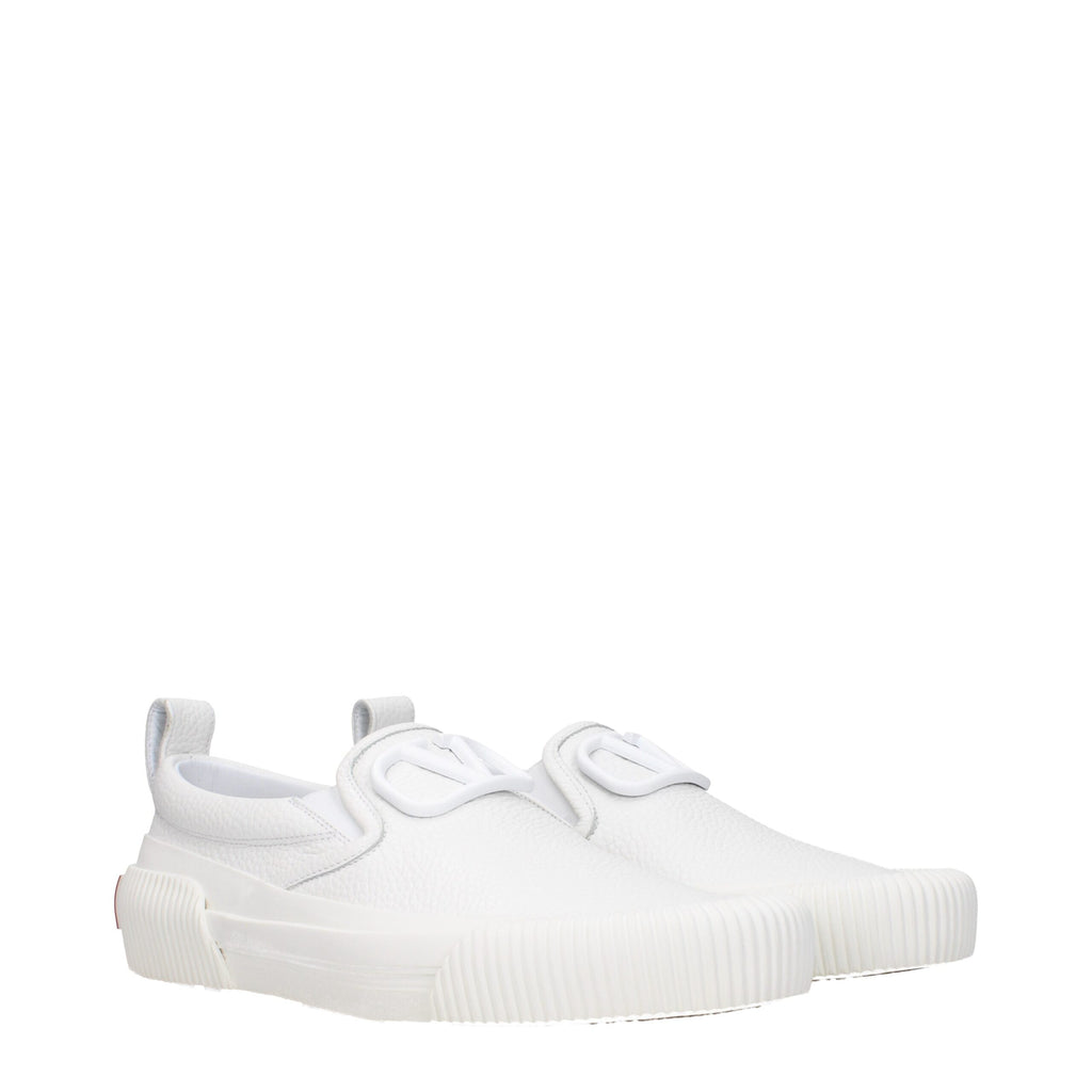 Valentino Garavani White Leather Slip-On Loafers