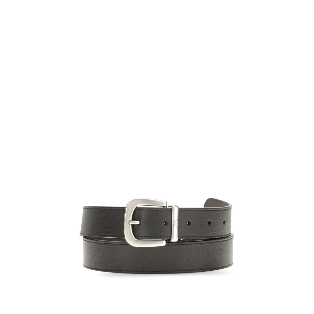 Valentino Garavani Black Calf Leather Bos Taurus Regular Belt