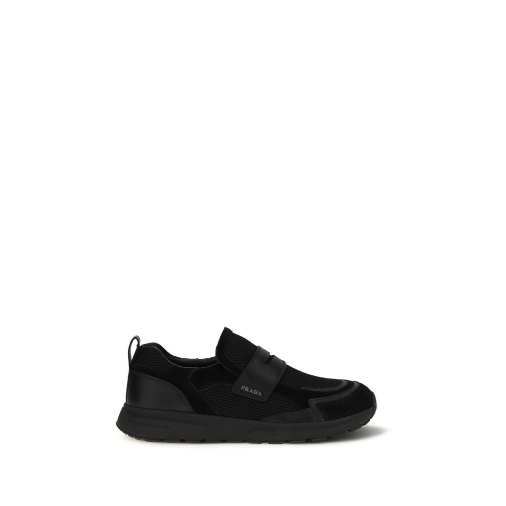 Prada Black Polyester Slip-On Loafers