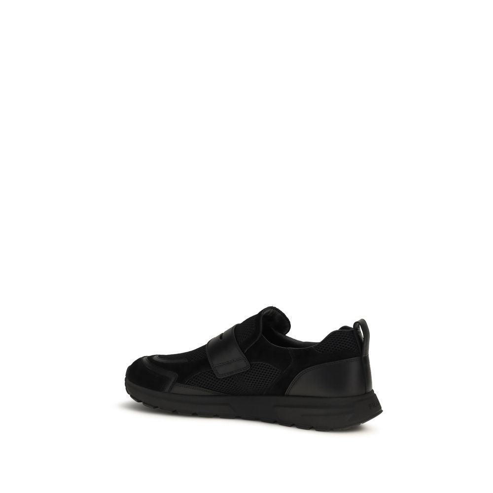 Prada Black Polyester Slip-On Loafers