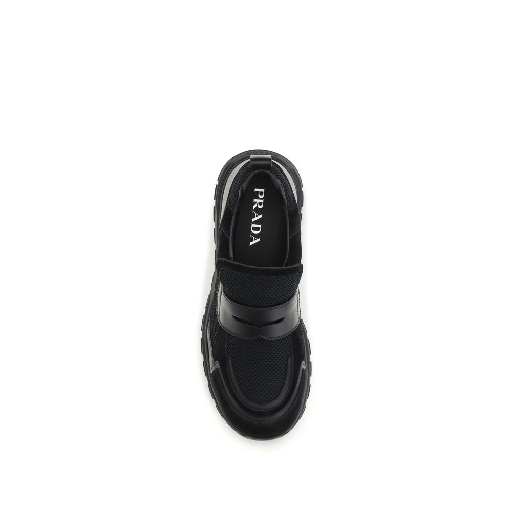 Prada Black Polyester Slip-On Loafers