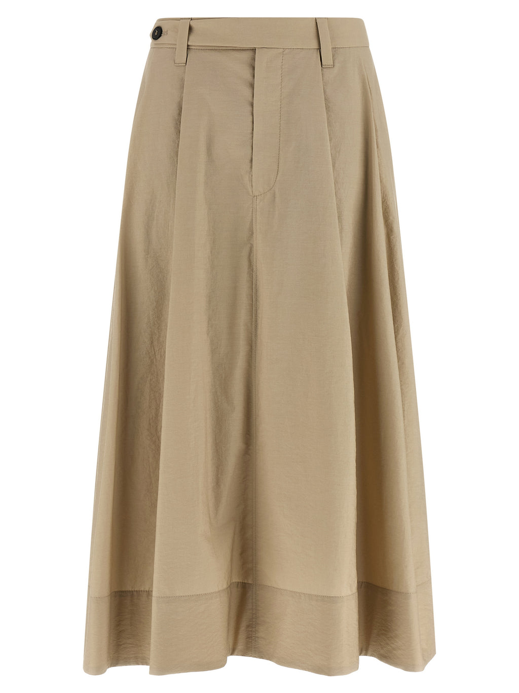 Brunello Cucinelli Beige Cotton Midi Skirt