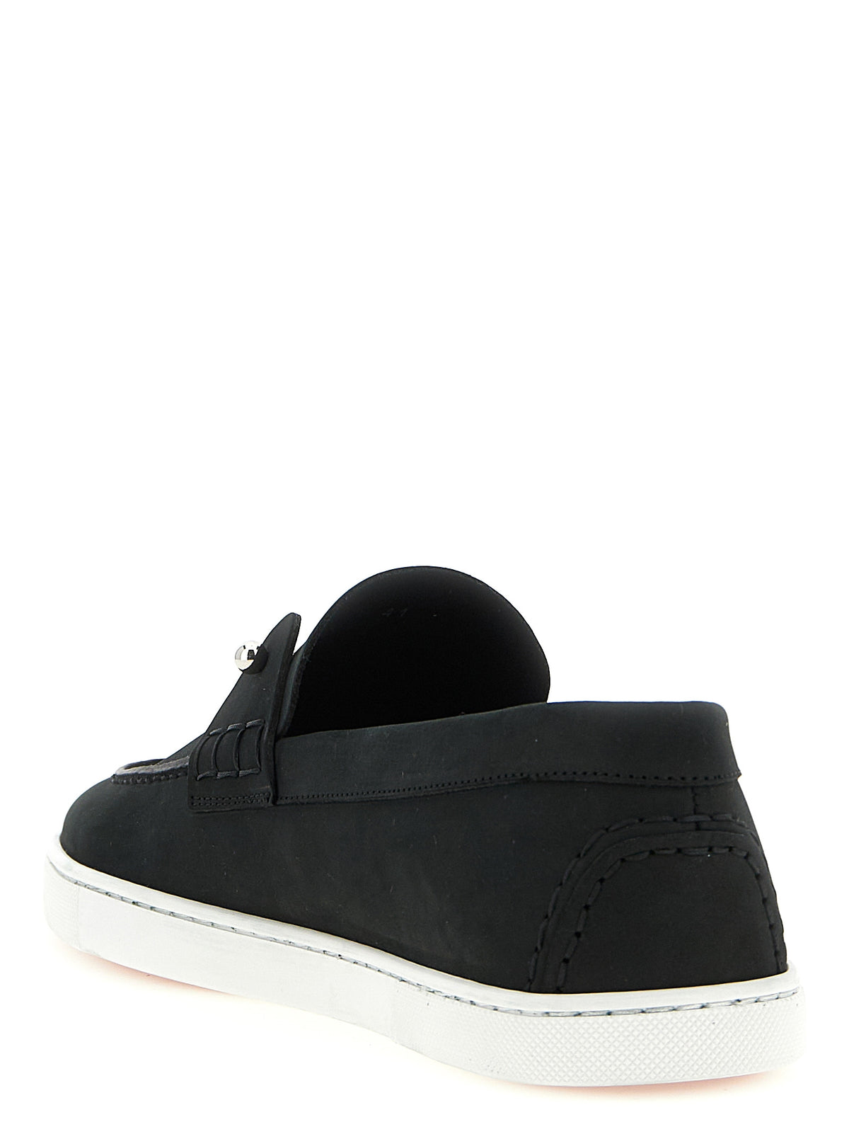 Christian Louboutin Black Calfskin Slip-On Loafers