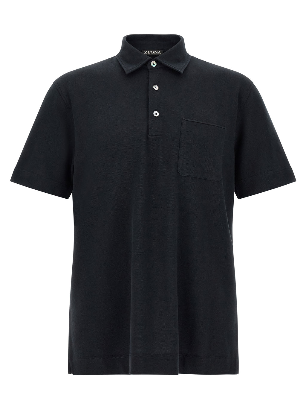 ZEGNA Blue Cotton Polo Shirt