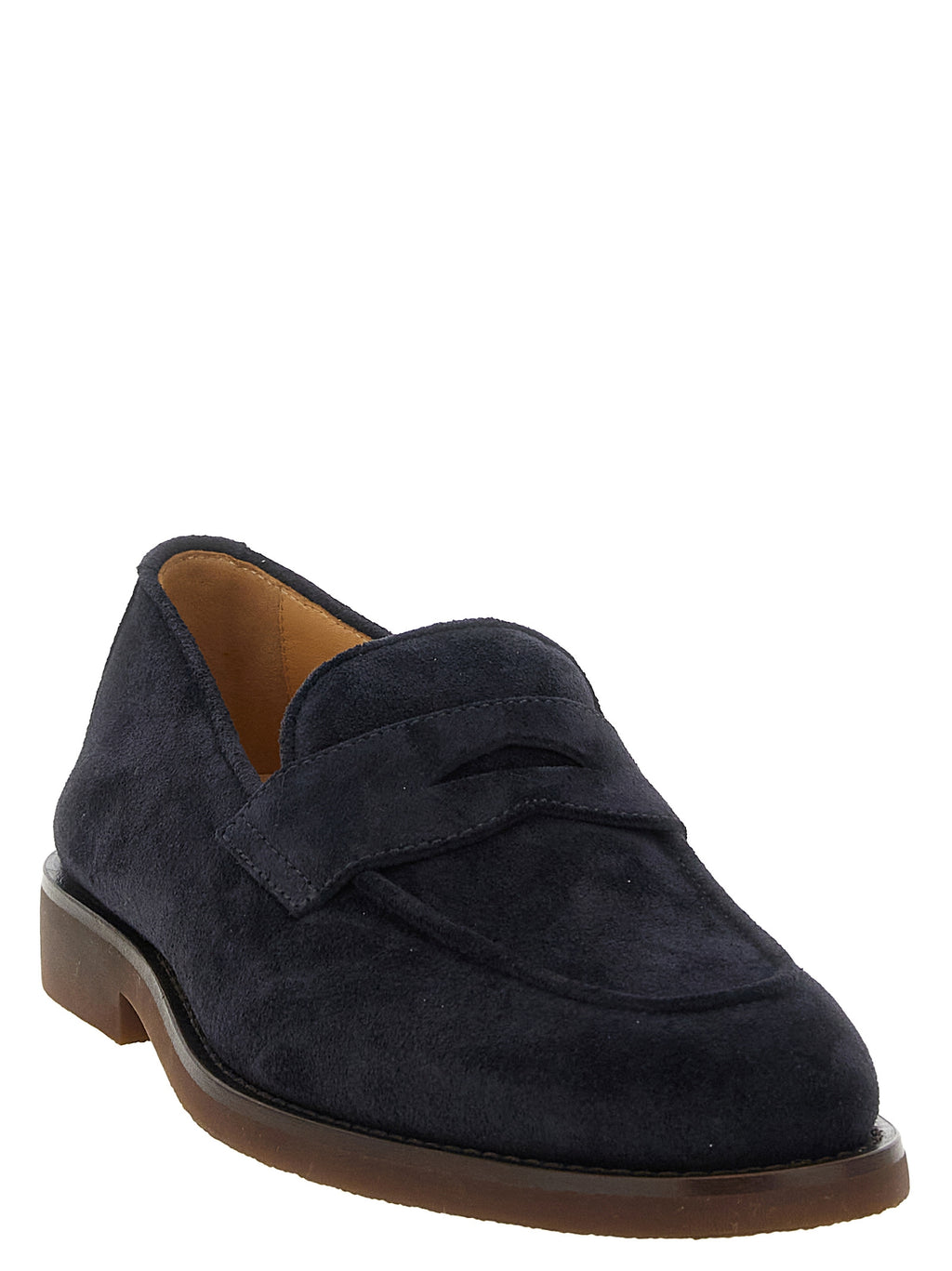 Brunello Cucinelli Blue Calfskin Slip-On Loafers