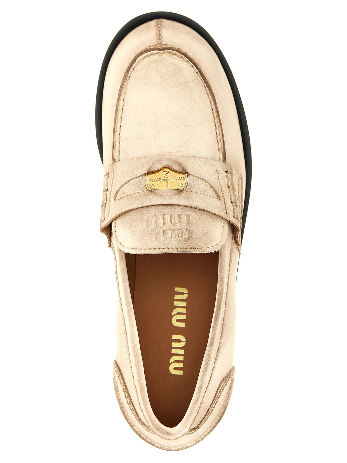 Miu Miu White Calfskin Slip-On Loafers