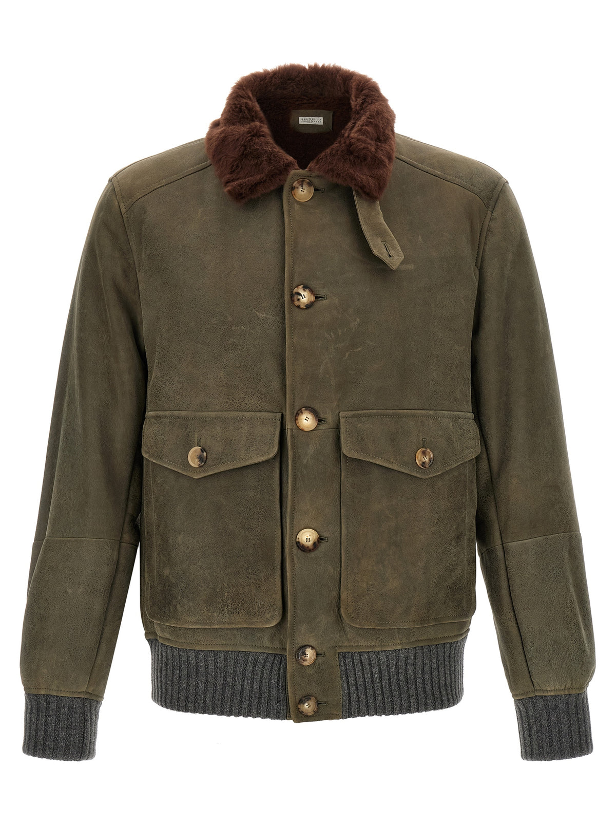 Brunello Cucinelli Bicolor Lamb Leather Leather Jacket
