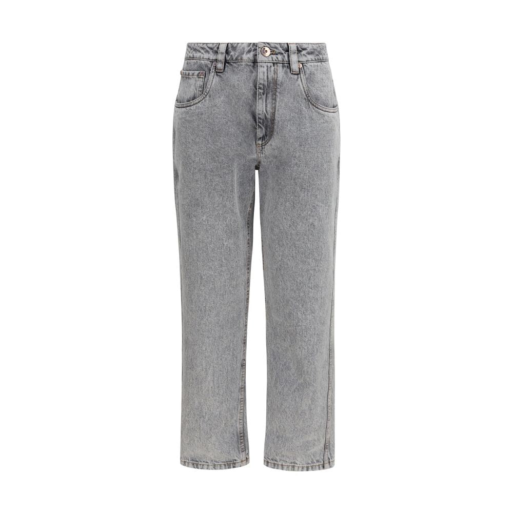 Brunello Cucinelli Gray Cotton Straight-Leg Jeans