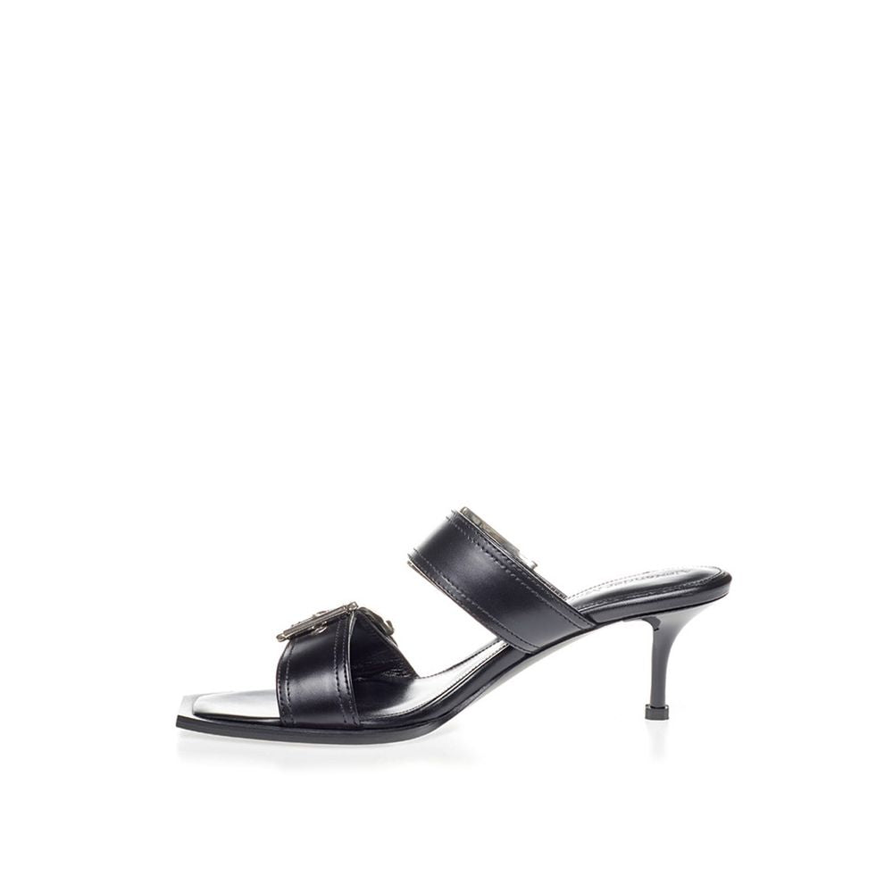 Alexander McQueen Black Leather Stiletto Heel Sandals