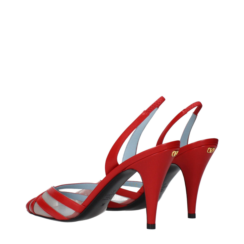 Valentino Garavani Red Leather Stiletto Heel Sandals